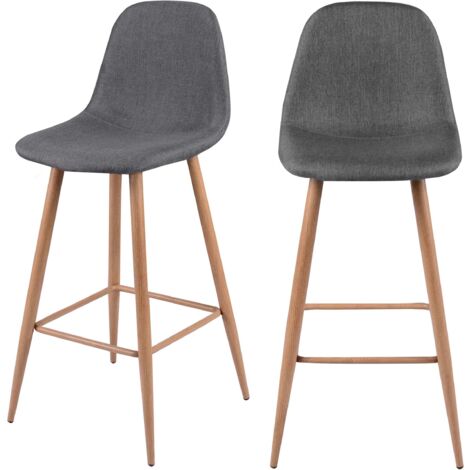 Lot de 2 chaises de bar 72.5 cm en tissu gris - FREDRIK (1/5)