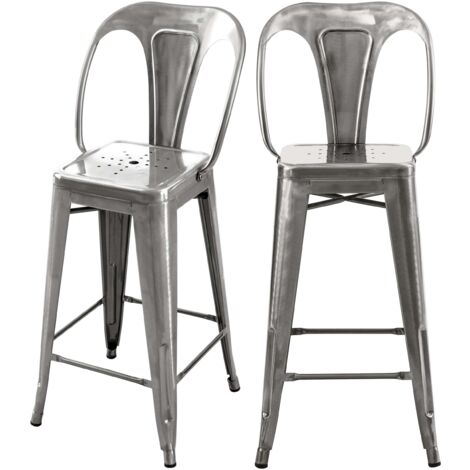 Lot de 2 chaises pour îlot central 67 cm en métal chrome - INDUS (1/5)