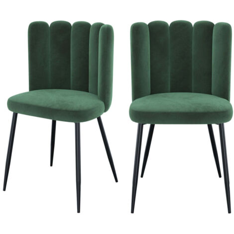 Lot de 2 chaises en velours vert et pieds en métal - ROSY (1/5)