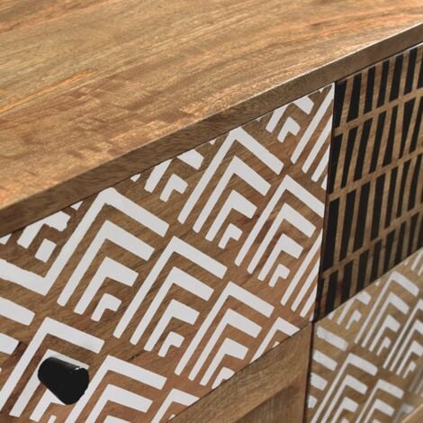 Commode en bois 6 tiroirs à motifs - TALI
