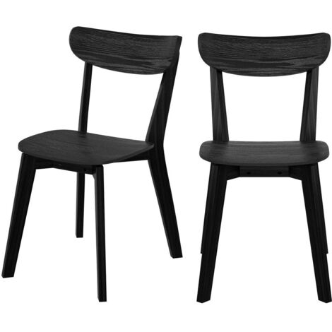 Chaise en bois noir dossier ergonomique TABATA lot de 2 chaises stables