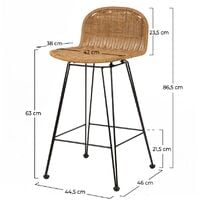 Chaise de bar mi-hauteur Jigani naturelle 63 cm (lot de 2) - Marron