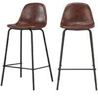 Chaise de bar mi-hauteur 65 cm en cuir synthétique (lot de 2) - Henrik