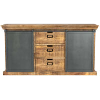 Buffet en bois 3 tiroirs 2 portes coulissantes en métal - TABUK