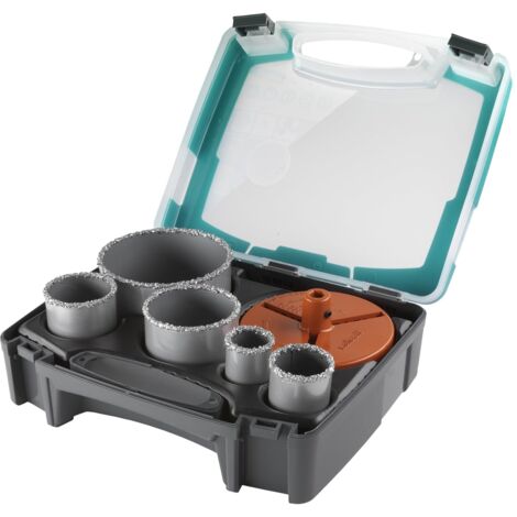 wolfcraft - Set di seghe a tazza con riporto in metallo duro - Diametro 33, 43, 53, 68. 103 - ProfonditÖ di taglio 55 mm. Punta di centraggio - cod. 5424000 (1/5)