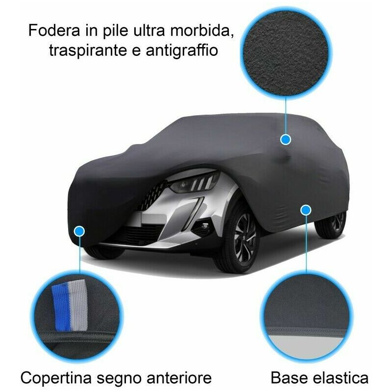 TELO COPRI AUTO COPRIAUTO FELPATO IMPERMEABILE CON BORSA 250g CLACoup� FINO  A 480x180x117cm