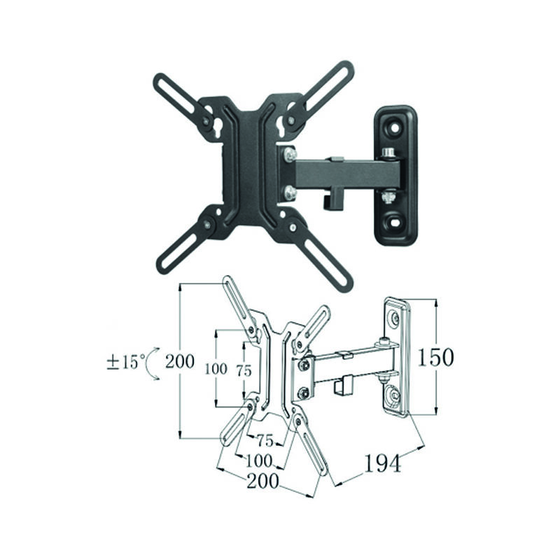 Support à TV articulé, pivotant, 13 à 27, VESA 100x100, max. 25kg