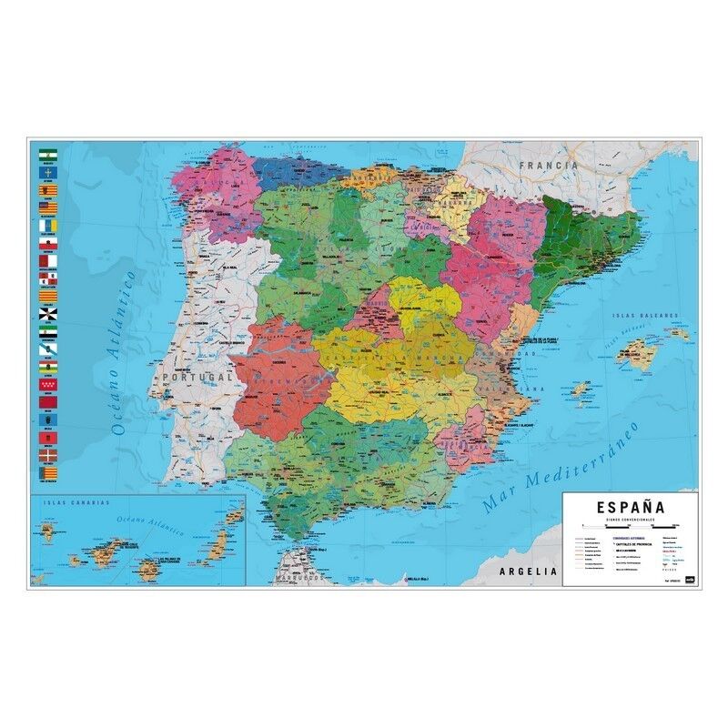 Larsen Puzzle Carte Politique De L'Espagne – 70 Pièces à Emboîtement – Cadre Permanent – 36,5x28,5 Cm – Dès 8 Ans