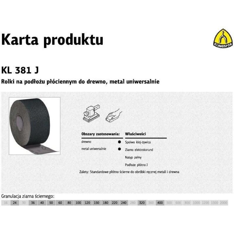 Rotolo Carta Abrasiva Klingspor E 447 – 115 Mm X 50 M, Grana 180, Supporto Carta 105 G/m², Semi-Aperto, Per Legno E Vernice