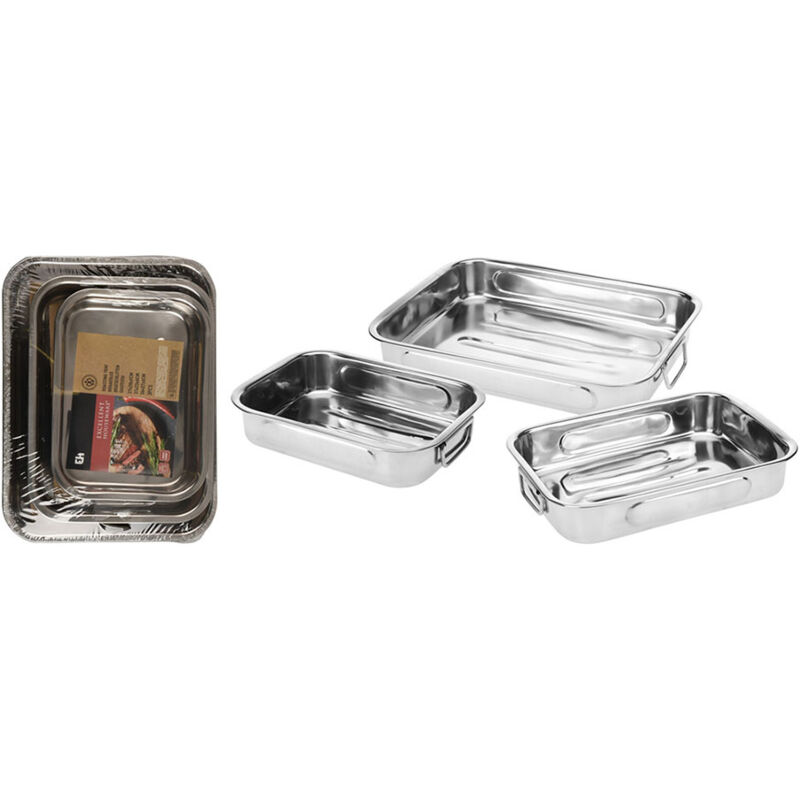 Set 3 plateaux en acier inoxydable, a12402130, excellent houseware