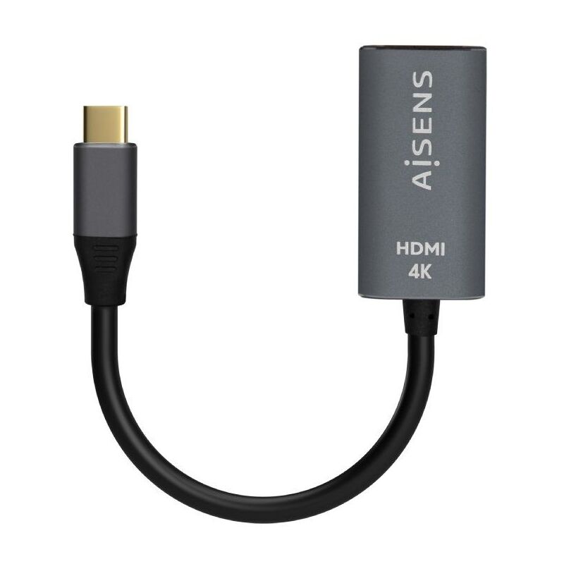 AISENS Convertisseur USB-C vers HDMI 4K@60Hz en aluminium, USB-C/M-HDMI/H, gris, 15 cm