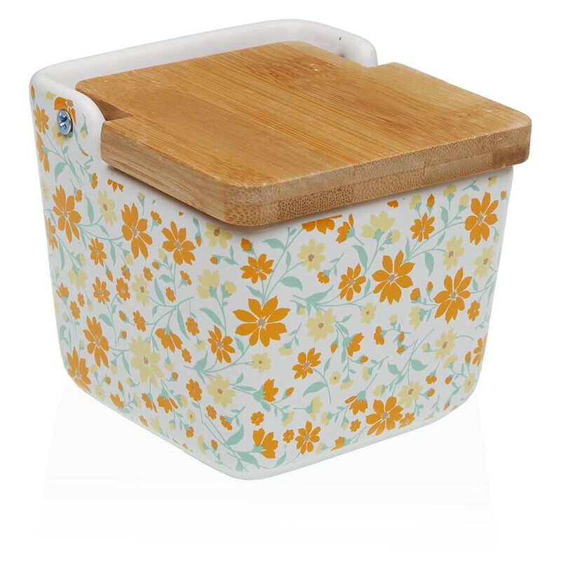 Salière En Céramique Blanche Avec Couvercle Bois - 12 Cm - Pour Sel Et épices - Pose Murale Ou Comptoir - 5
