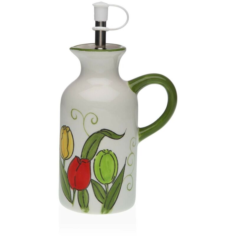 Huilier Versa En PVC Et Céramique – Design Olive, Dimensions 6x12,5x9,5 Cm, Pour Huile Et Vinaigre