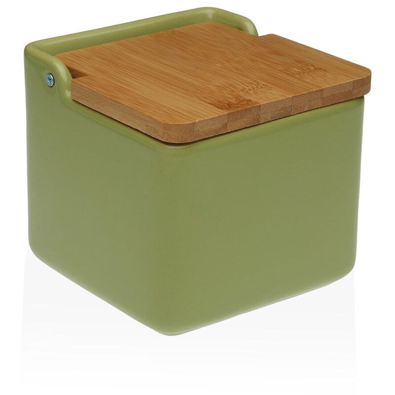 Fisura Salière Originale Rose 'Stay Salty' – Grand Pot Céramique 680 Ml, Couvercle Bois + Cuillère, Design Fun Cuisine