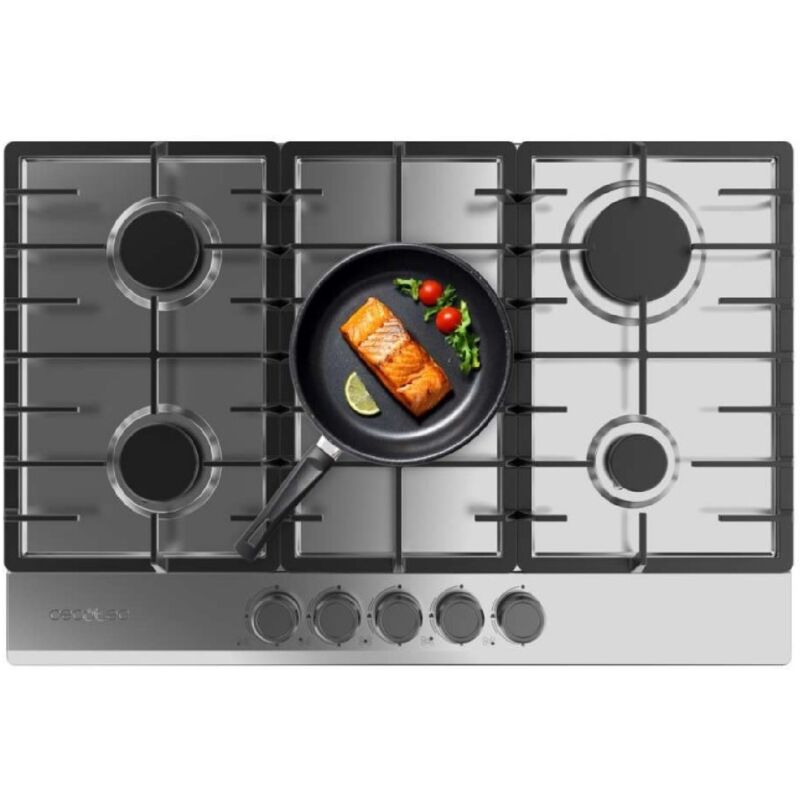 Piano Cuisson Gaz, 5 Bruleurs Dont Un Triple Couronne , Allumage 1 Main Table Et Four Four Gaz Catalyse Grill Electrique Noir Matt