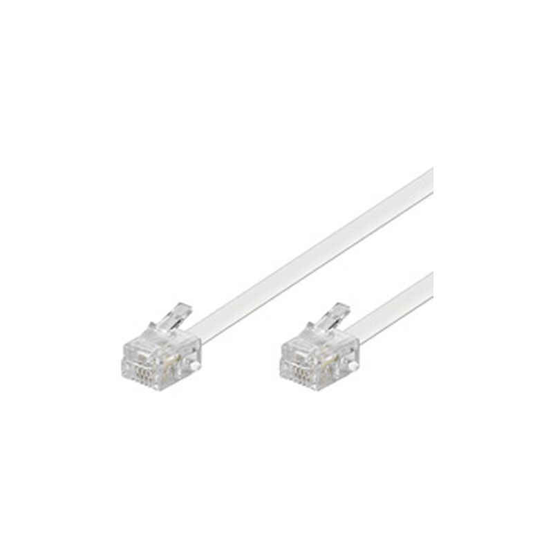 Rallonge Téléphonique Modulaire RJ11 50 M – Câble Plat Blanc 6P2C Pour Prise Téléphone Fixe, Contacts Dorés