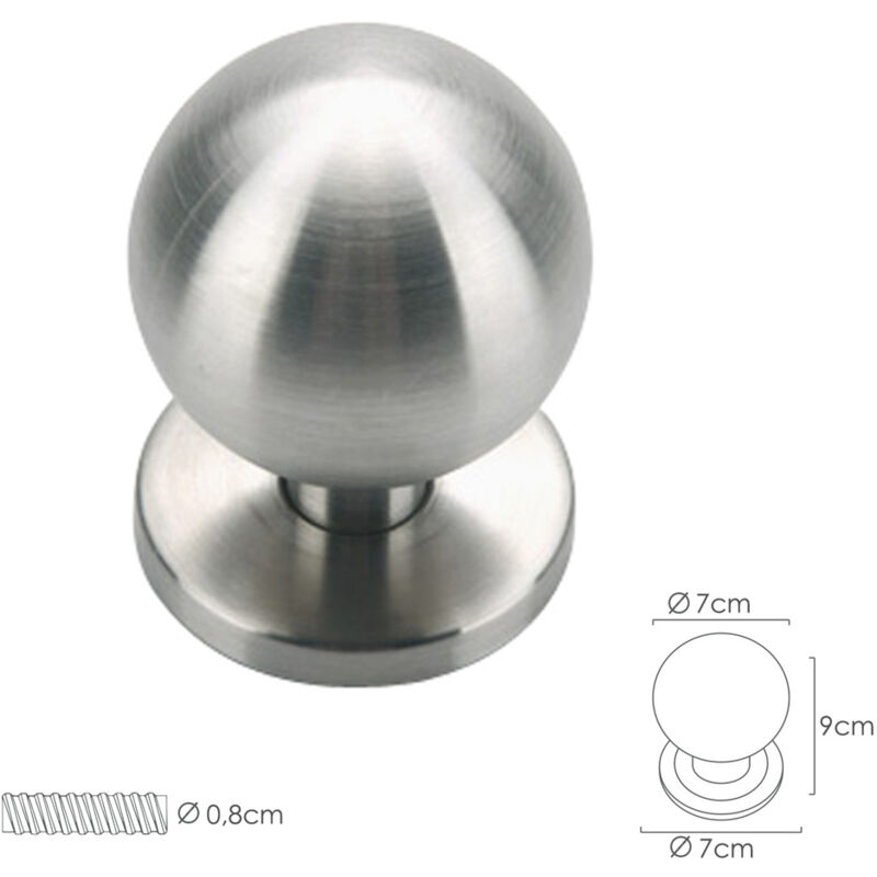 Bouton de porte rond couleur inox Oryx