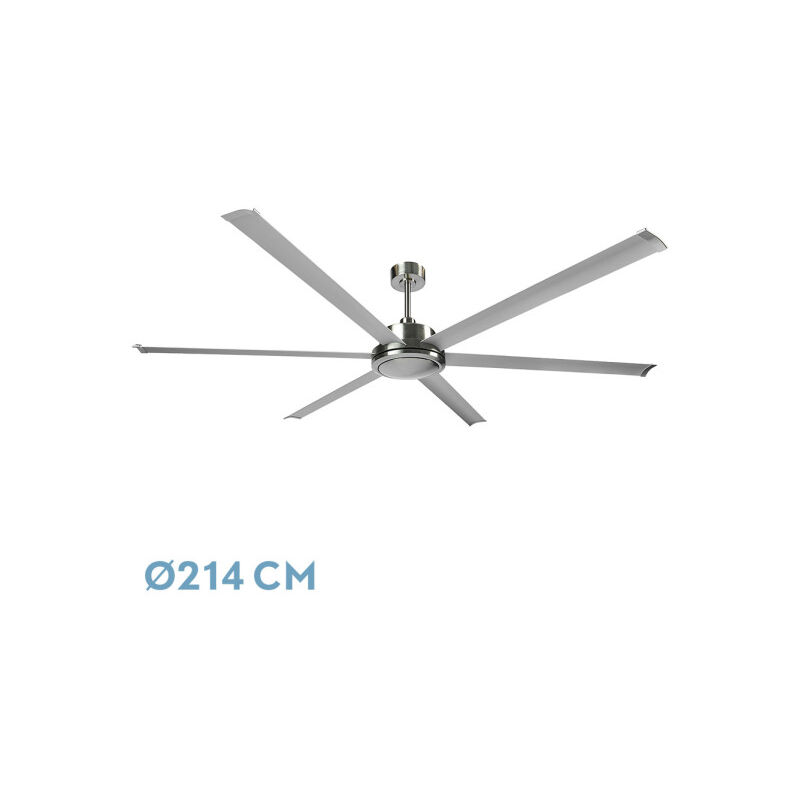 Ventilateur De Plafond Faro Barcelona Andros, 213 Cm, Nickel Mat, Télécommande, 6 Pales, éco