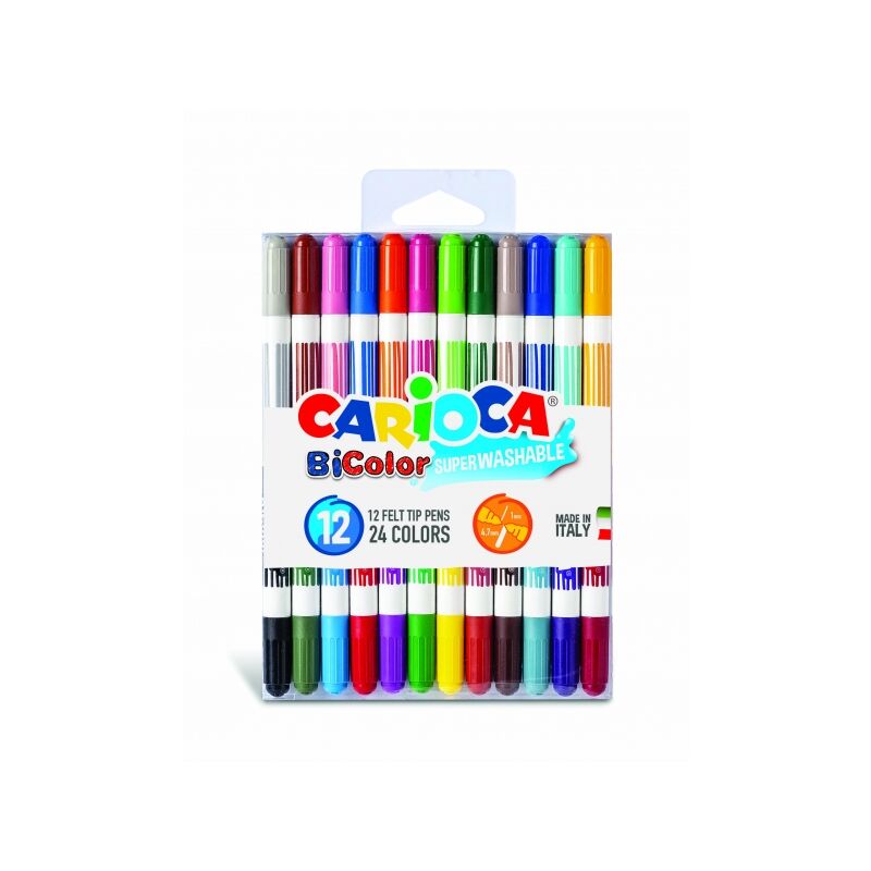24 Marqueurs CARIOCA Joy Pointe Fine 2,8 Mm, Encre Lavable, Sans Gluten, Fabriqués En Italie