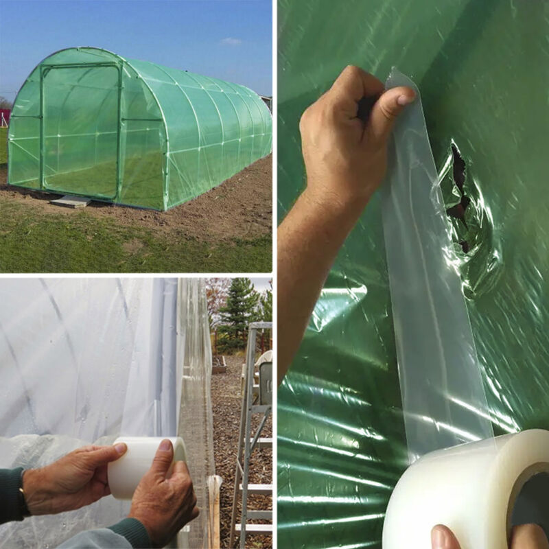 PAMPOLS Ruban adhésif large transparent pour la réparation plastique des serres, des auvents, des feuilles isolantes | Films pour la culture de jardins et de | 10cm x 50m