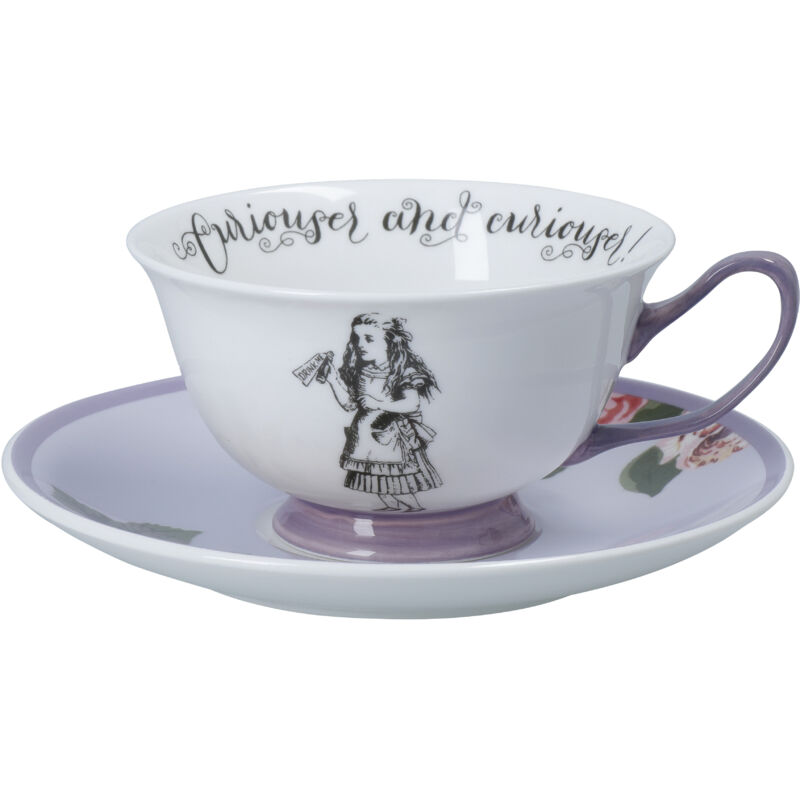 Tasse à Café Et Soucoupe Alice Au Pays Des Merveilles • Disney • Céramique Blanche
