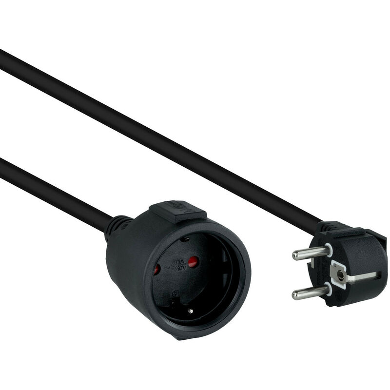 Noir NANOCABLE 10.22.0602-BK Câble d'alimentation prolongateur 100 % cuivre de 1,5 mm² Connecteur Schuko CEE7 mâle à fiche Schuko CEE7 Femelle 2 m 