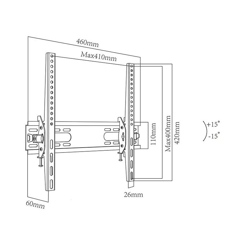 SUPPORT TV - MURAL - FIXE - VESA 400X400 - 76/127cm