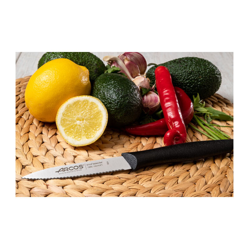 Arcos Couteaux Fruit Légume ARCOS Set 3 Couteaux épluchage - Acier Inoxydable - Poignée Ergo Rouge - Série Nova Set Cuisine Acier Inoxydable