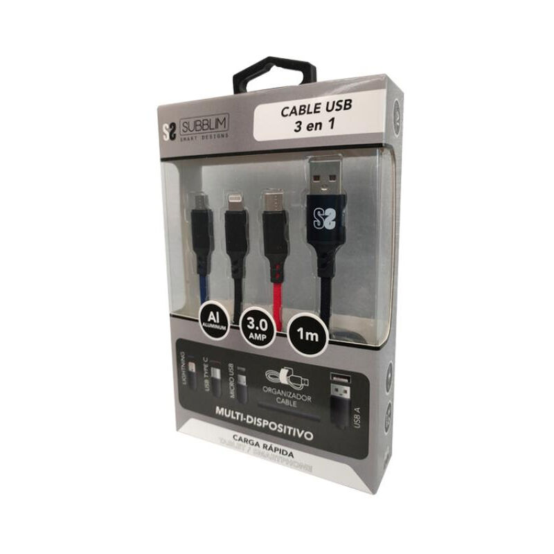 CÂBLE USB-A / MICRO-USB, M / M, R, NYLON, ROUGE, 1M