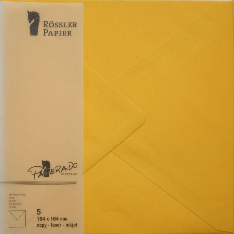 Grande enveloppe carrée cartonnée 5 pièces jaune d'œuf