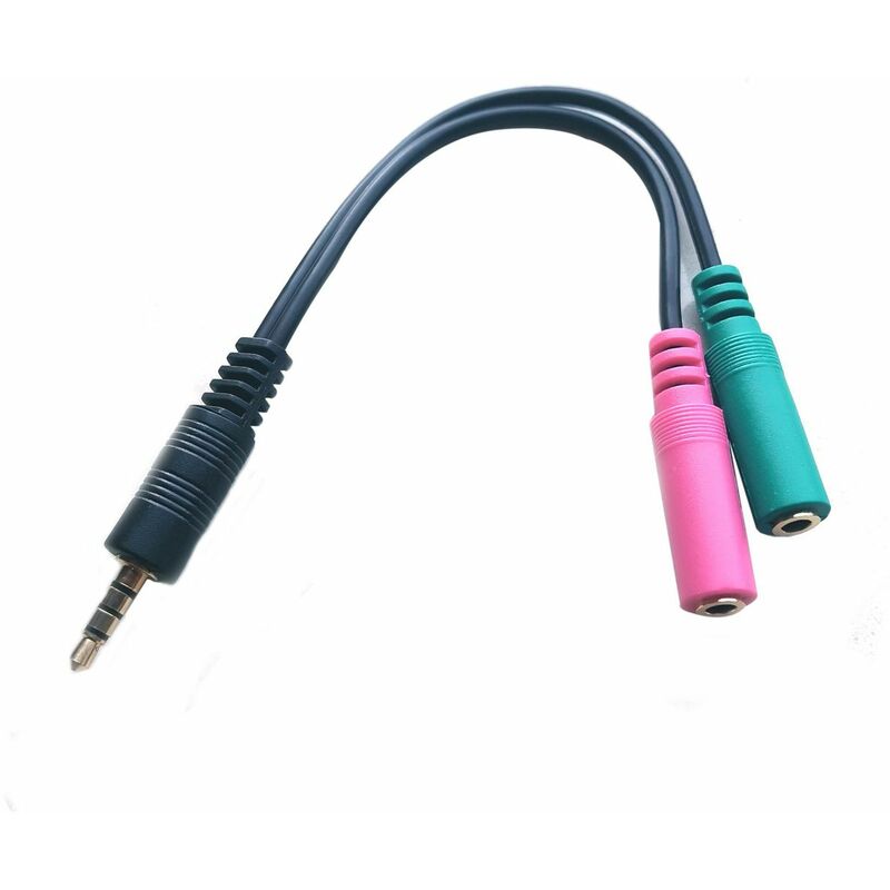 Adaptateur Audio Y 3.5mm Femelle Vers 2x Mâle - Pour Casque Et Micro Sur PC - Noir - 5