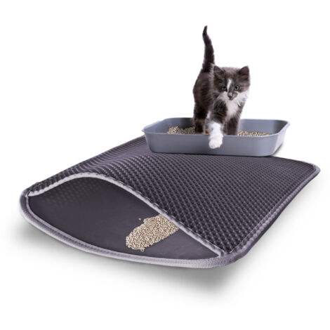 Yatek Cat Mat, tapis de sable pour litière de chat 61,5 x 42 cm. Double couche imperméable, anti-éclaboussures. Matériau EVA élastique. Lavable et antidérapant. Convient au bac à litière pour chat. Fa (1/5)
