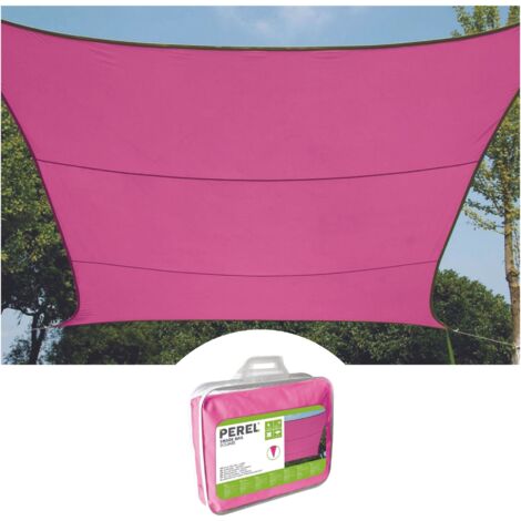 Perel – Voile d'ombrage rectangulaire 2 x 3 m fuchsia – Polyester imperméable – Protection UV 90 % – Installation facile avec anneaux en D (1/6)