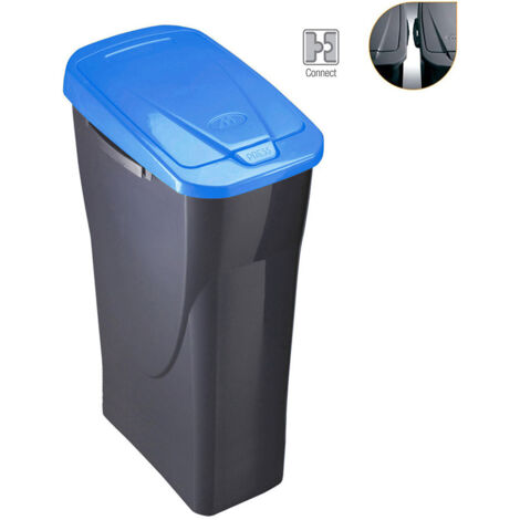 Seau 25 litres pour recyclage – Couvercle bleu – Dimensions 21,5x36x51cm – Polypropylène – Connectable avec d'autres seaux – Mondex