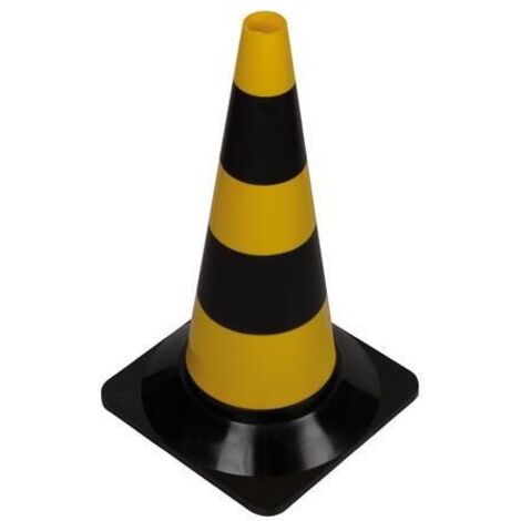 Perel – Cône de signalisation 50 cm – Couleur noir/jaune – Résistant aux intempéries – Pour délimitation zones sportives et chantiers