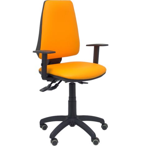 Chaise en simili-cuir Elche asincro orange avec accoudoir réglable et roulettes en parquet (1/5)