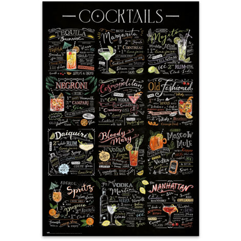 Cocktail d'affiches 61 x 91,5 cm – Papier brillant 150 g/m² – Décoration murale artistique pour salon, chambre ou bureau – Grupo Erik
