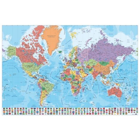 Affiche carte du monde physique-politique 61x91,5 cm – Impression papier brillant 150 g/m² – Expédition roulée – Grupo Erik