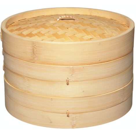 Panier Vapeur Bambou KitchenCraft 2 Étages 20cm - Cuiseur Vapeur Asiatique