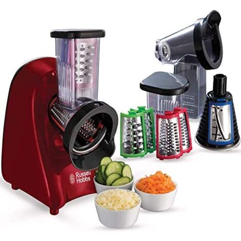 Russell Hobbs Slice &amp Go - Chopper (200 W, accessoires râpe et coupe légumes, acier inoxydable, rouge) - ref. 22280-56 (1/5)
