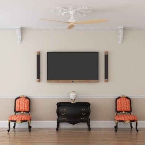 de ventilateur de plafond de 65W et 52" avec a télécommande, minuterie, mode hiver-été, 3 vitesses et 3 pales.
