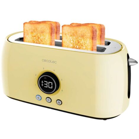 Cecotec Grille-pain verticaux numérique ClassicToast 15000 Yellow Extra Double