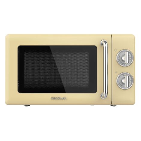 Cecotec – Micro-ondes mécanique 20 L – 700 W – 6 niveaux de puissance – Minuterie 30 min – Fonction grill – Design rétro jaune (1/5)