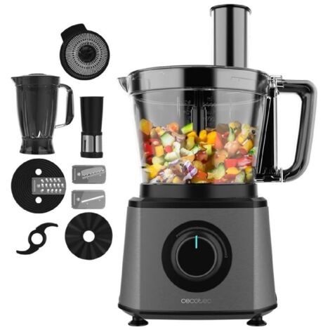 Cecotec Robot de cuisine de Paprika 1300 Full, 2000W de Power, Stainless Steel, 2 Speeds, 3 Discs de Cutting, Includes Bowl 3,5 L, Jug 1,8 and Juicer