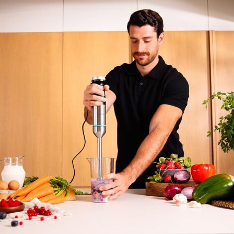 Cecotec Hand Blender de Hand Power Pulsar 2300MAX. Puissance maximale de 2300W, Lames of 4 Lames of en acier inoxydable, Foot XL, Capot anti-éclaboussures, Comprend un gobelet de 700ml without Lid.