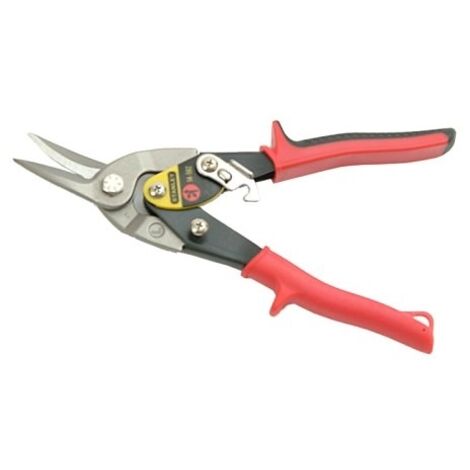 Stanley – Cisaille à tôle coupe gauche 250mm – Acier forgé pour coupe précise jusqu'à 1,2mm – Poignée bi-matière anti-dérapante - 250MM-STANLEY