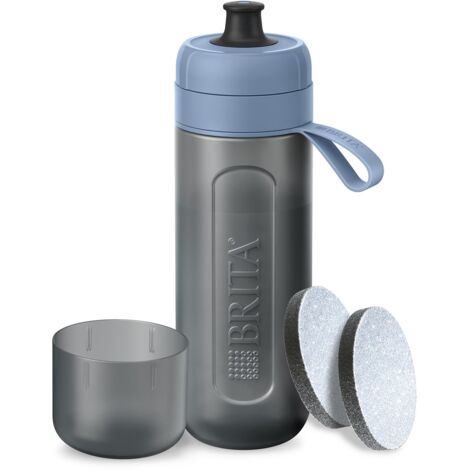 BRITA Bouteille de sport Modèle ACTIVE Bleu foncé (600ml) with 2 filtres MicroDisc, flexible Sans BPA, filtre le chlore, les impuretés, les hormones, les pesticides et préserve les minéraux. (1/5)