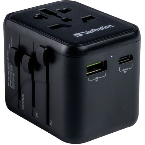 Verbatim 49544 adaptateur de fiche électrique Universal Noir (1/5)