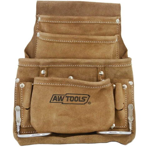 Sac à outils awtools cuir naturel 31 x 26 cm 10 compartiments