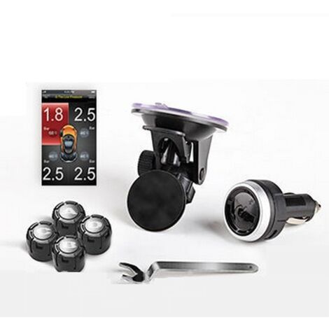 Capteurs de pression des pneus TPMS – 4 capteurs externes – Connexion Bluetooth 4.0 – Avertissements sonores et visuels – Pour tous types de véhicules (1/3)